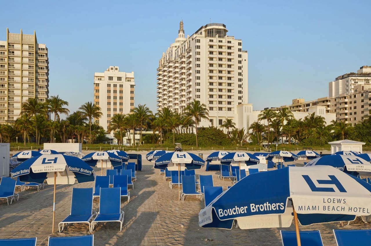 Beach chairs at Loews Miami Beach Hotel