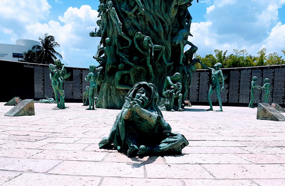 The crying child sculpture at the Holocaust Memorial