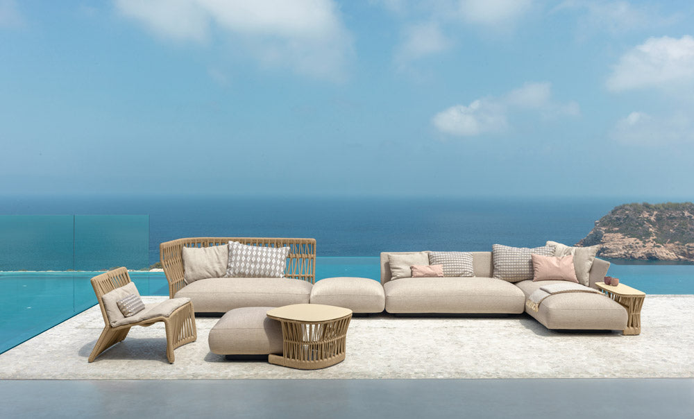 Outdoor Fabric Sofa with Coffee Table