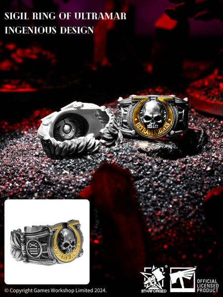 Starforged Warhammer 40K Sigil Ring of Ultramar & Ultramarines Space Marine Legion Men's Ring