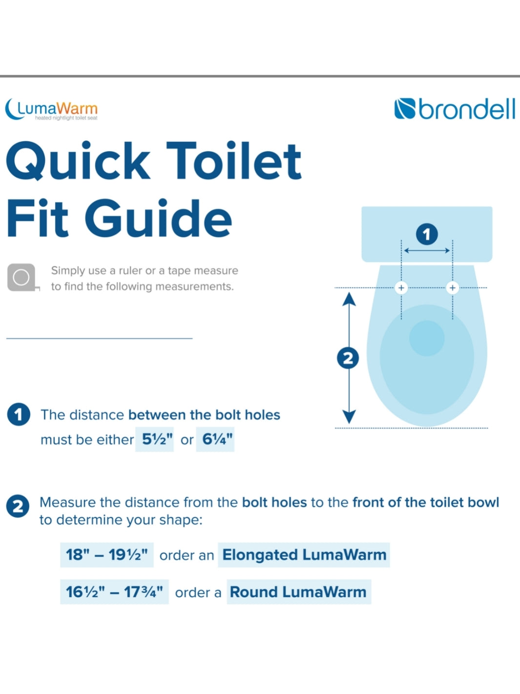 Brondell L60 LumaWarm Heated Nightlight Round Toilet Seat, White