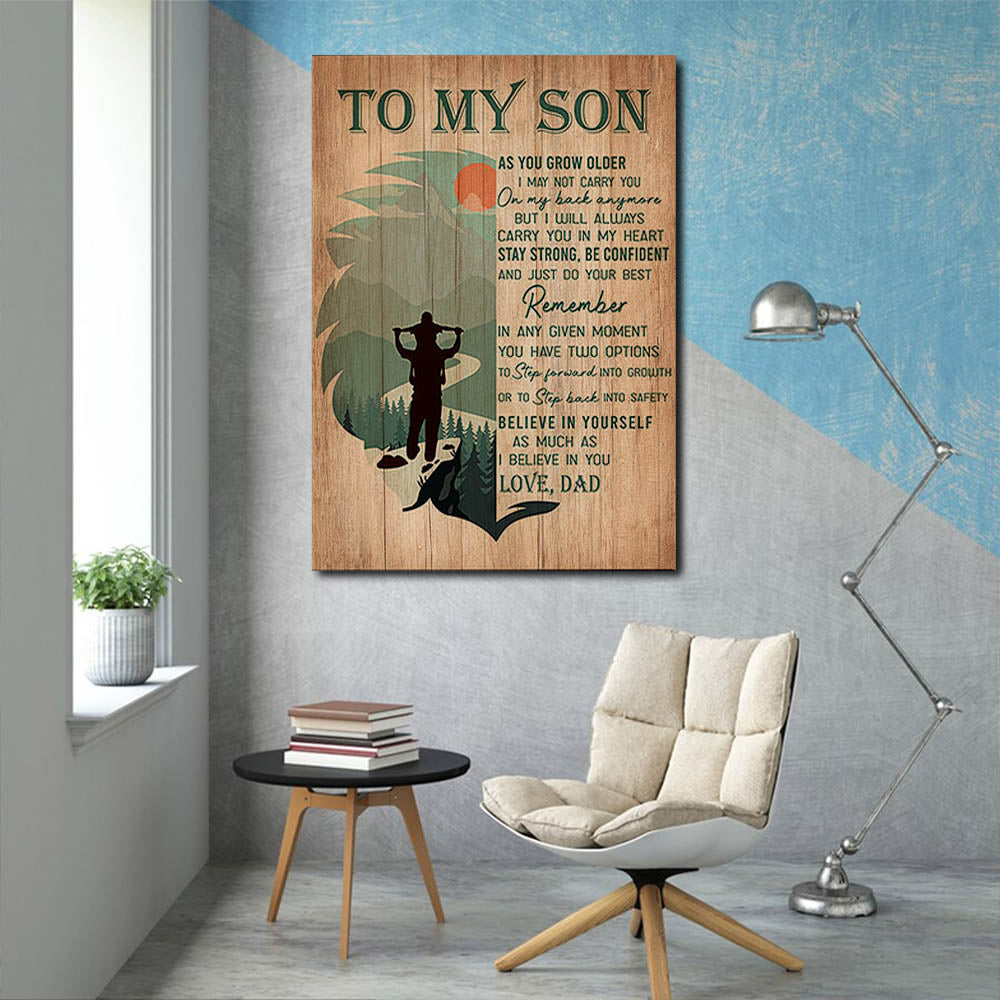 To my Son, I will always carry you in my heart, Gift from Dad to Son Canvas