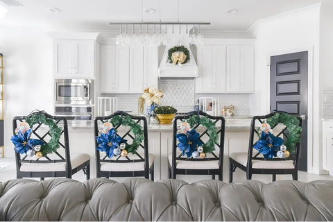 wreaths on chairs