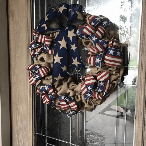 Labor day wreath on a door
