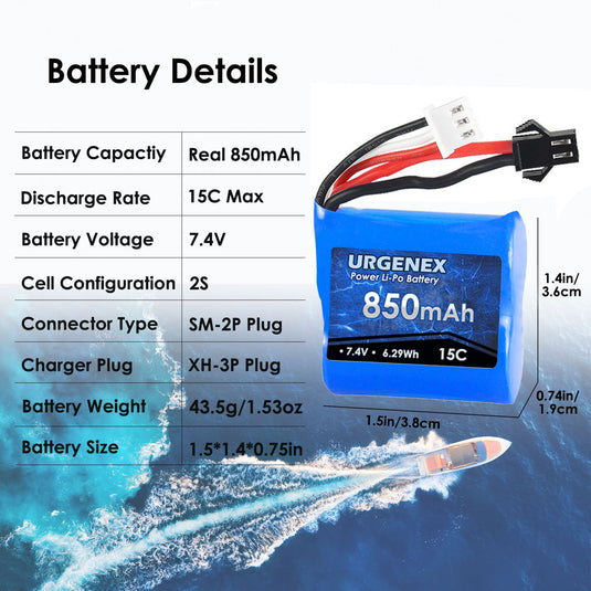  VICMILE 7.4V Li-ion Battery 2000mAh 2S Battery with SM