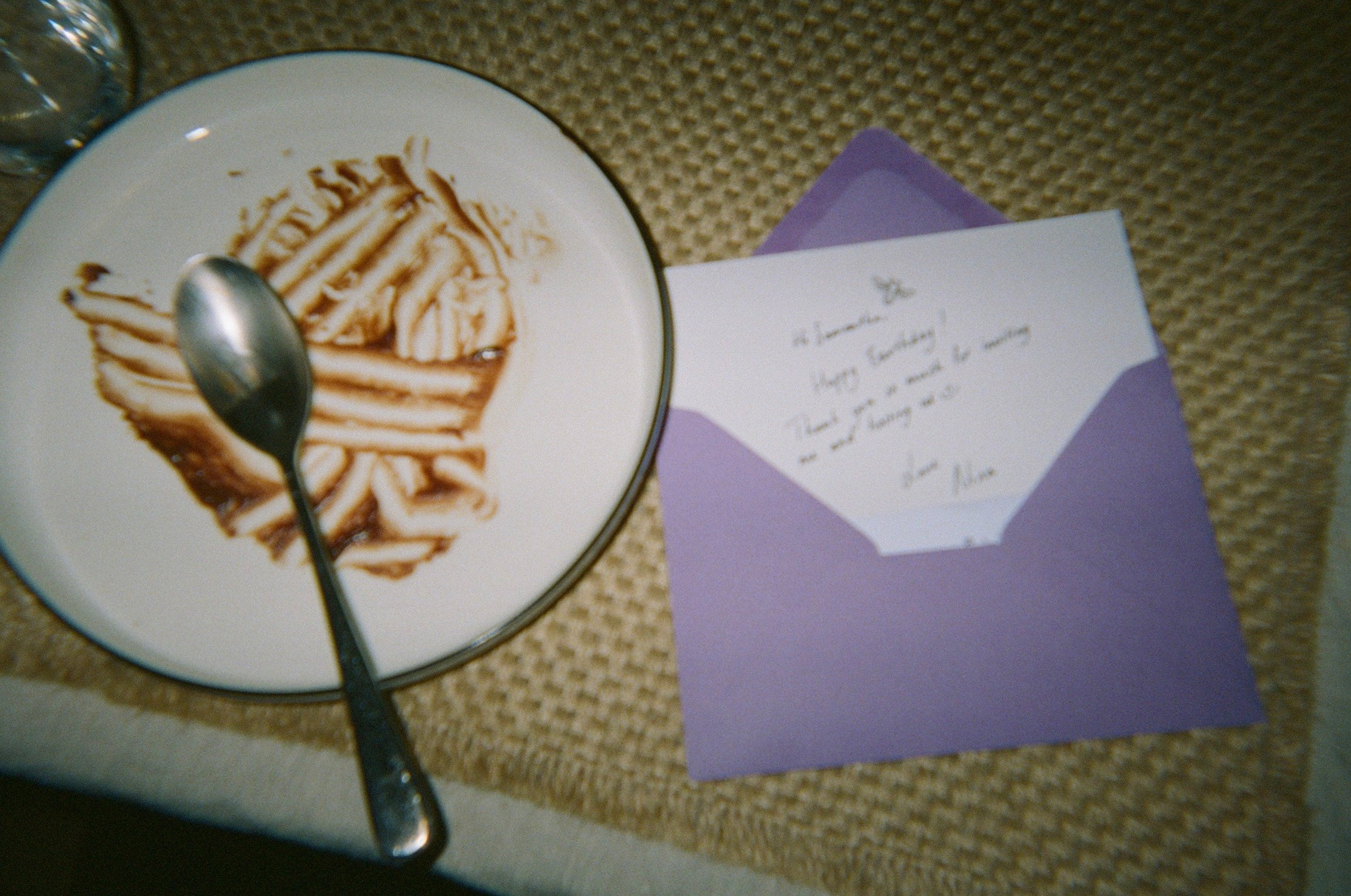 a hand written note and dessert