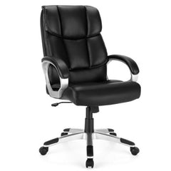 Big and tall adjustable high back leather executive computer desk chair