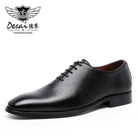 DESAI Black Men's Dress Shoes Genuine Leather Oxford