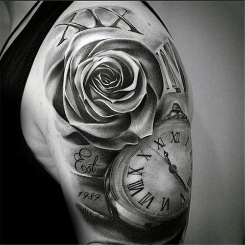Roman Numerals  Rose  Rising Phoenix Tattoo