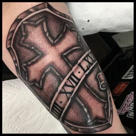 Roman Numeral Cross Tattoo