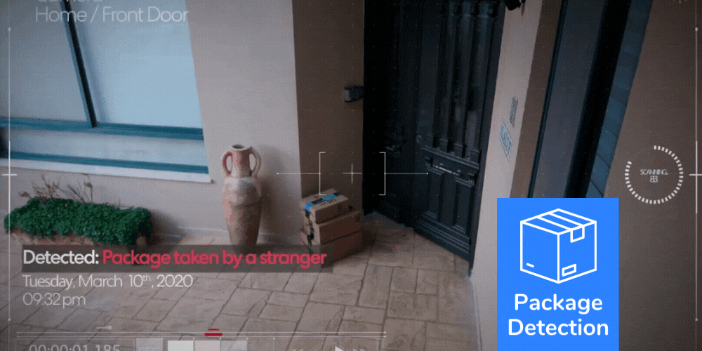 Package tamper detection, 2-way talk doorbell feature. Receive packages, and get alerted if package is tampered with or stolen.