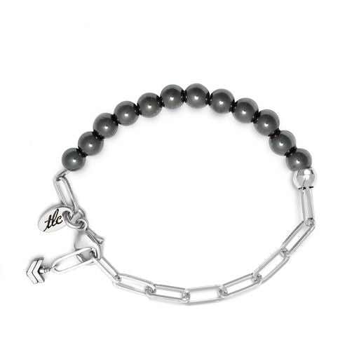 Hematite & Silver Linked Chain Bracelet