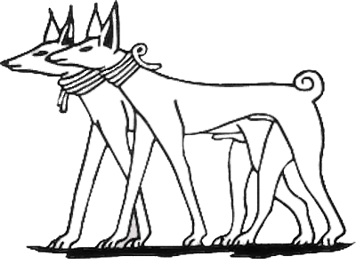 Skizze Hunde im alten Ägypten.