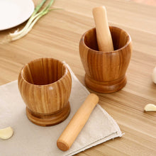 Load image into Gallery viewer, Kartsasta Kitchen Bamboo Mortar and Pestle Set Garlic Ginger Spice Mortar Spice Crusher Bowl Seasoning Grinder Tool with Pestle