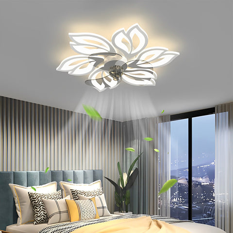 Flower Shaped Stepless Dimming LED Modern Ceiling Fan Light - Dazuma