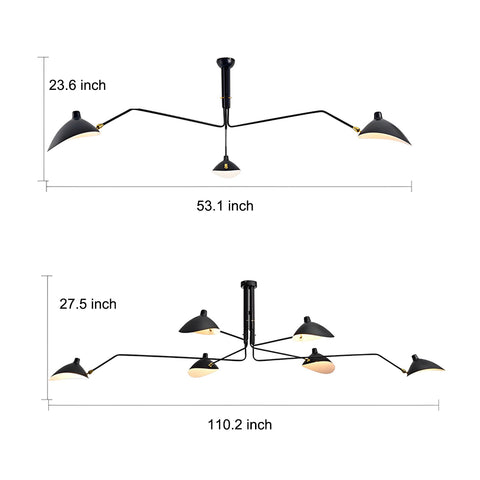 Dazuma Adjustable Swing Black Modern Chandelier