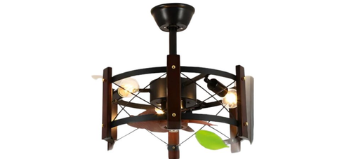 Retro Metal Black American Style Bladeless Ceiling Fans with Chandelier