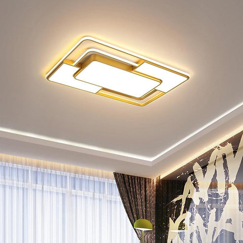 Overlapping Squares Flush Mounted Lights Geometrical LED Ceiling Light - Dazuma