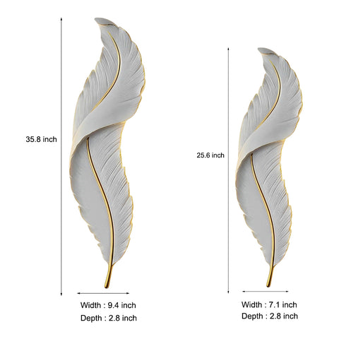 Creative Feathers LED White Luxury Modern Wall Lamp Wall Sconce Wall lights Two Size - Dazuma