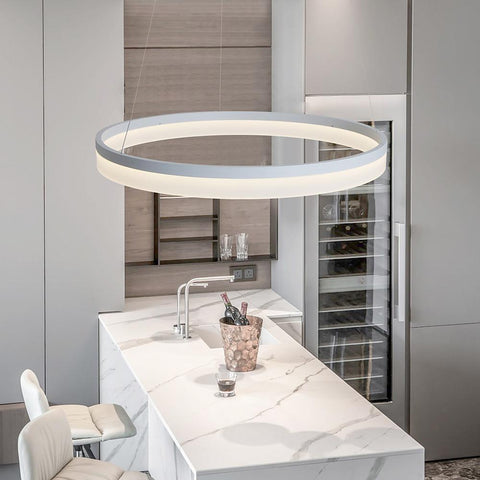 Circular Contemporary Pendant Lighting Aluminum Acrylic LED Kitchen Dining Room Lighting Ceiling Light