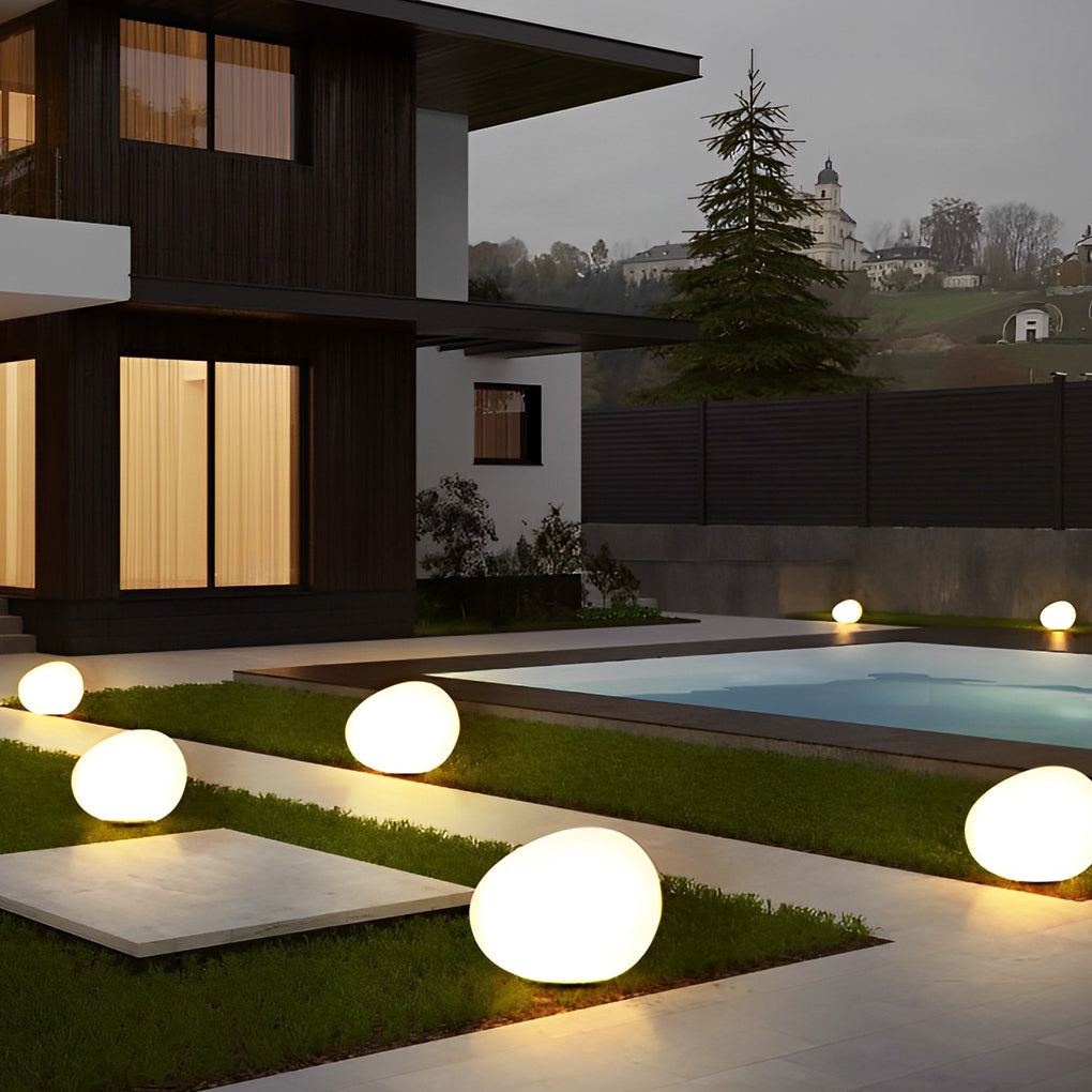 Cobblestone Shaped LED 3 Step Dimming Modern Outdoor Lights Lawn Lamp ...