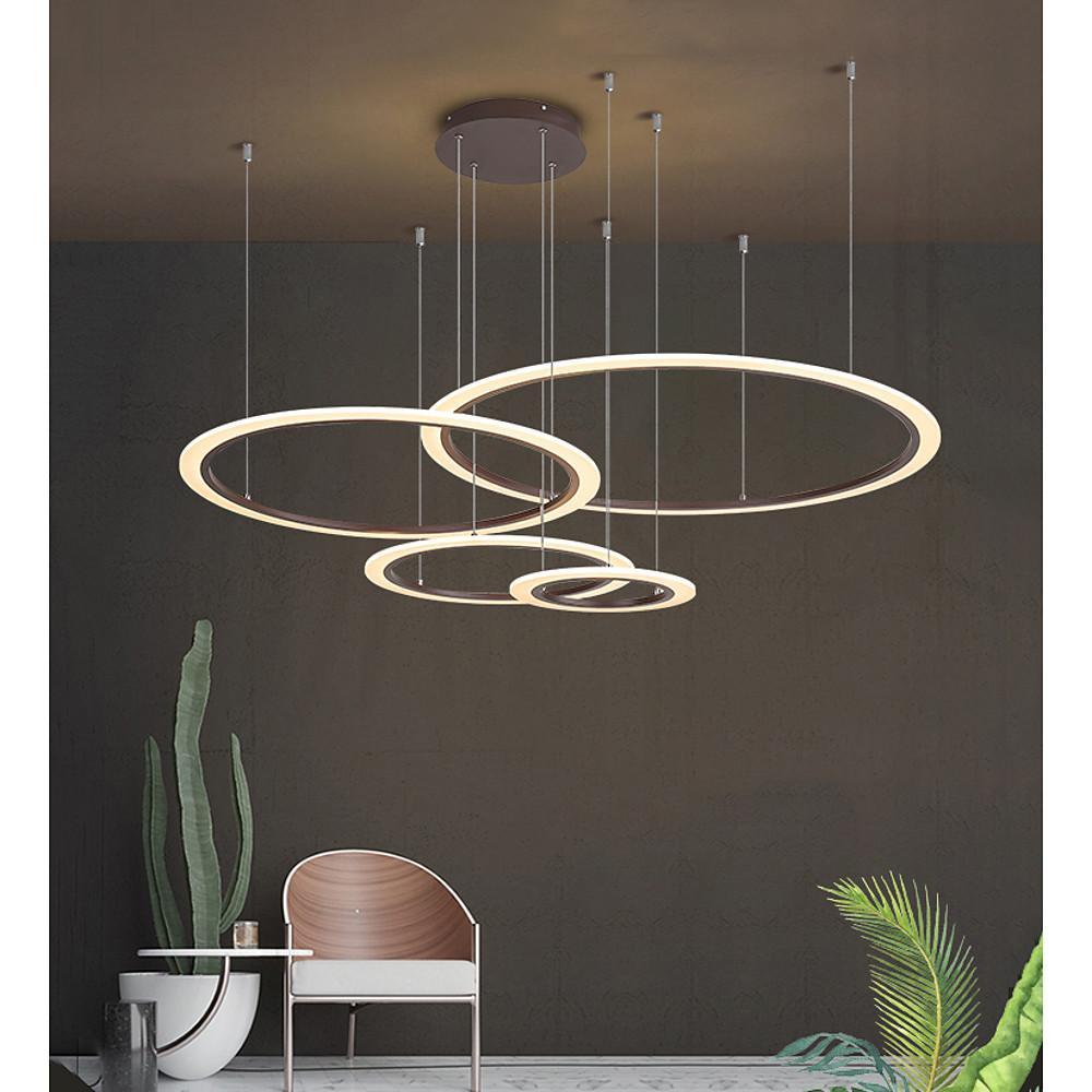 vrek Verminderen Stuwkracht LED 4-Rings Geometric Shapes Pendant Light Floating Ring Living Room C –  Dazuma
