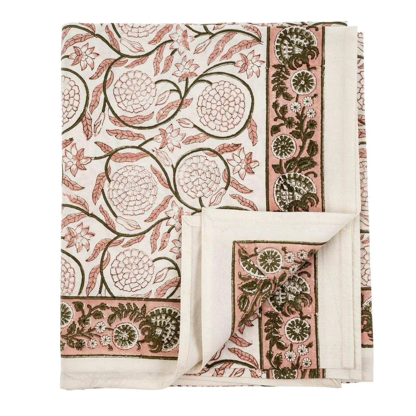 Jasmine Block Print Tablecloth, 60"x 102"