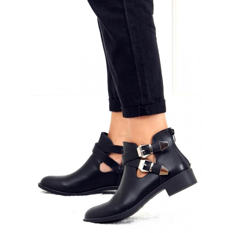 London Rebel Out Flat Chunky Ankle Boots In Croc