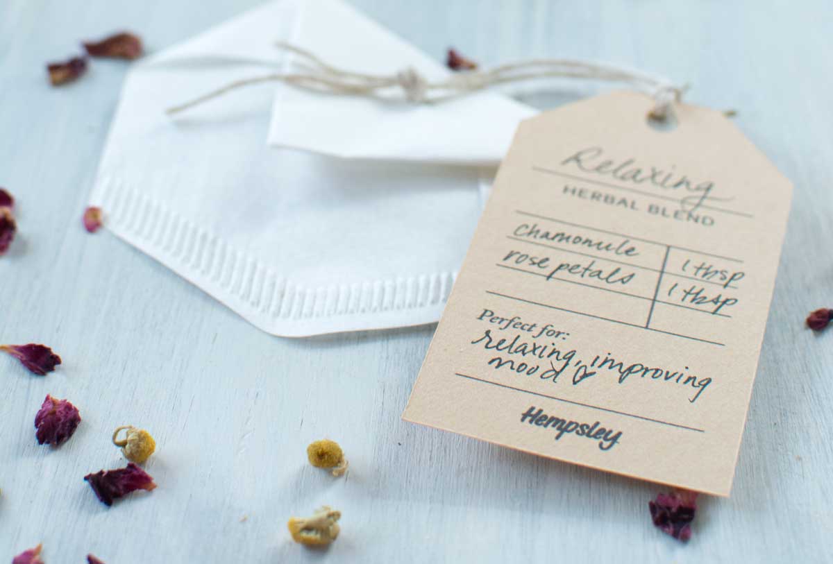DIY tea bag made from coffee filter with printable tag 