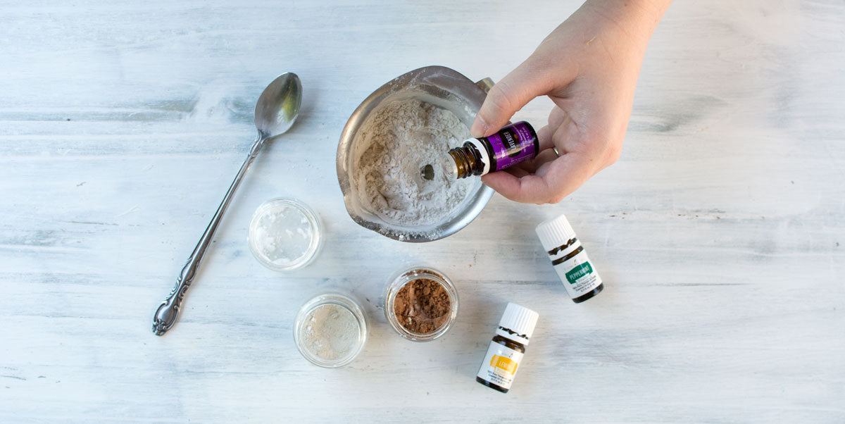 Adding essential oils to DIY dry shampoo 