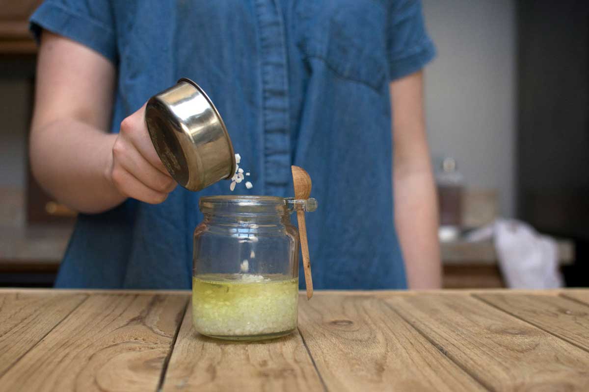 Adding epsom salt to cannabis infused lavender bath scrub