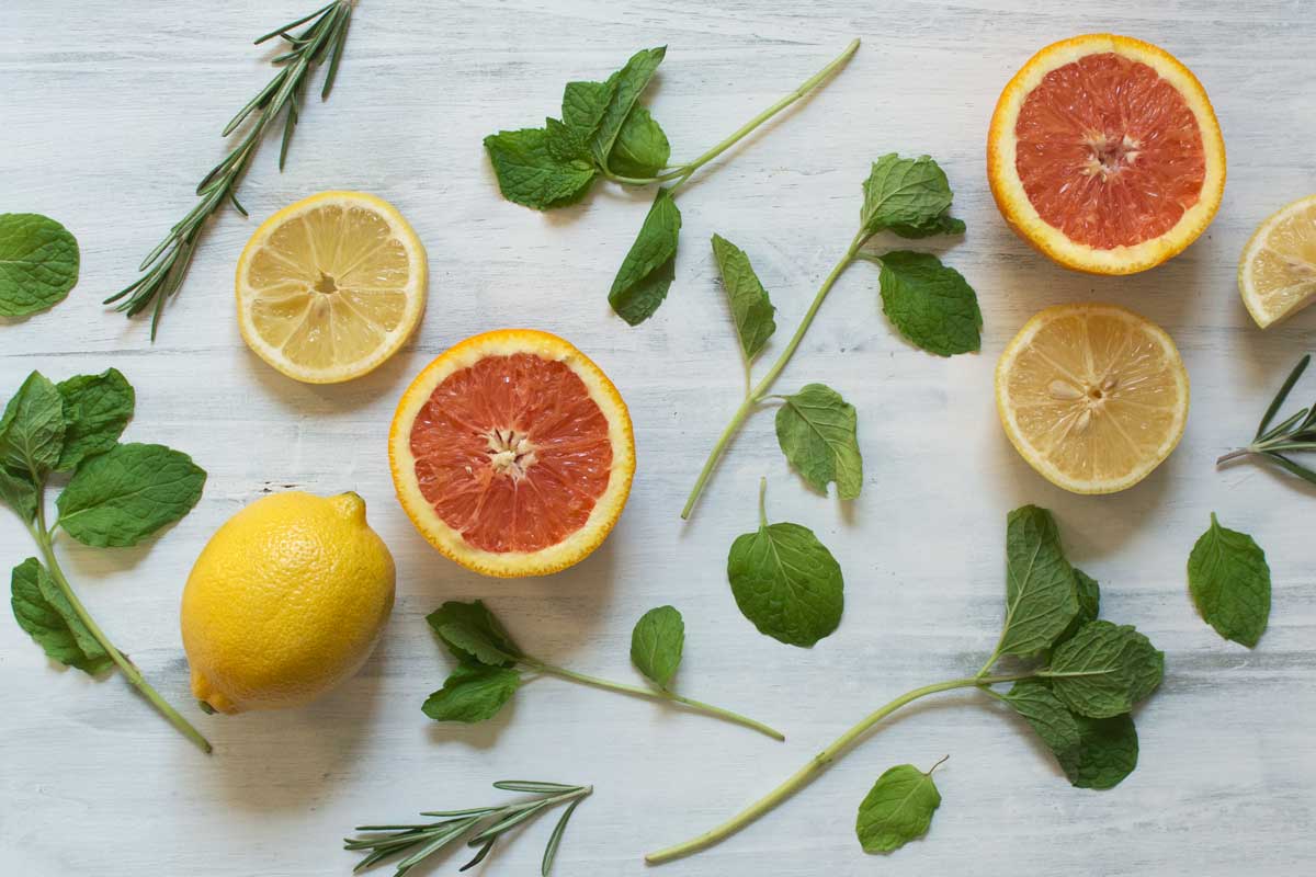 Herbs with the terpene limonene including lemon, orange, citrus, peppermint, rosemary