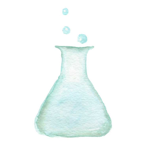 Watercolor illustration of a scientific beaker