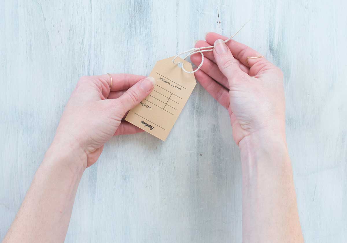 How to attach a tag to your homemade tea bag