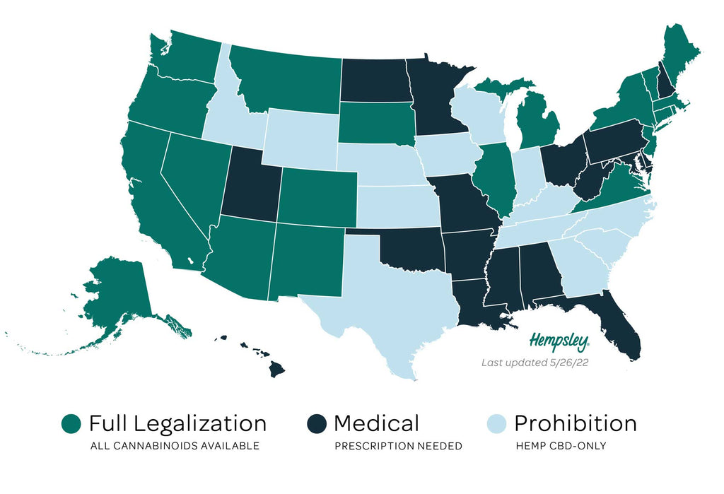 Map of marijuana cannabis hemp CBD legalization by state