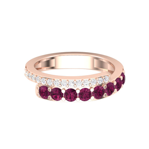 Rose gold Diamond & Rhodolite Garnet Ring for Women & girls Gift for her