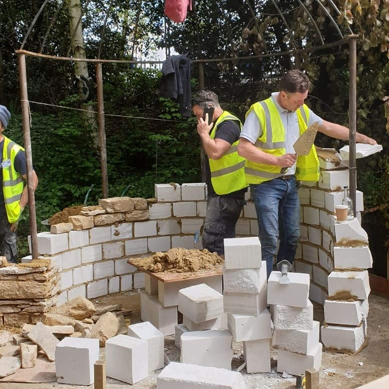 Building wall in garden at RHS chelsea