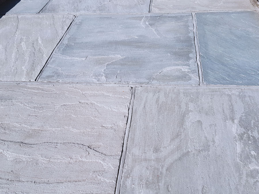 Kandla grey Indian sandstone natural paving patio slabs 