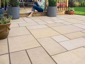 Sawn Indian sandstone natural paving fossil mint patio paving