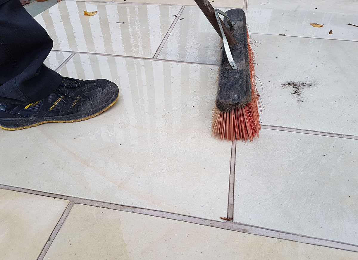 Cleaning patio paving slabs natural stone