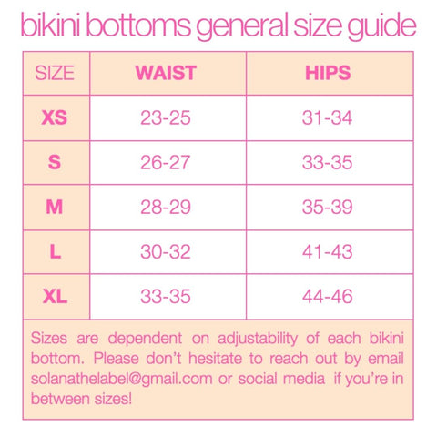 bikini bottom general size guide