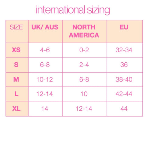 international size chart