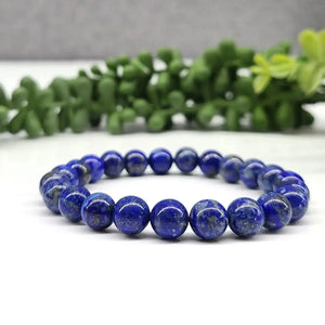 Lapis 8mm Smooth Bead Stretch Bracelet - Body Mind & Soul Houston