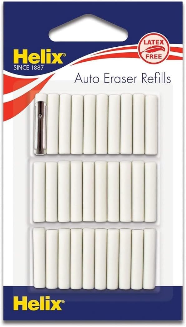 Helix 19071 Professional Hi-Polymer Battery Powered Eraser Refills, 30 Pack
