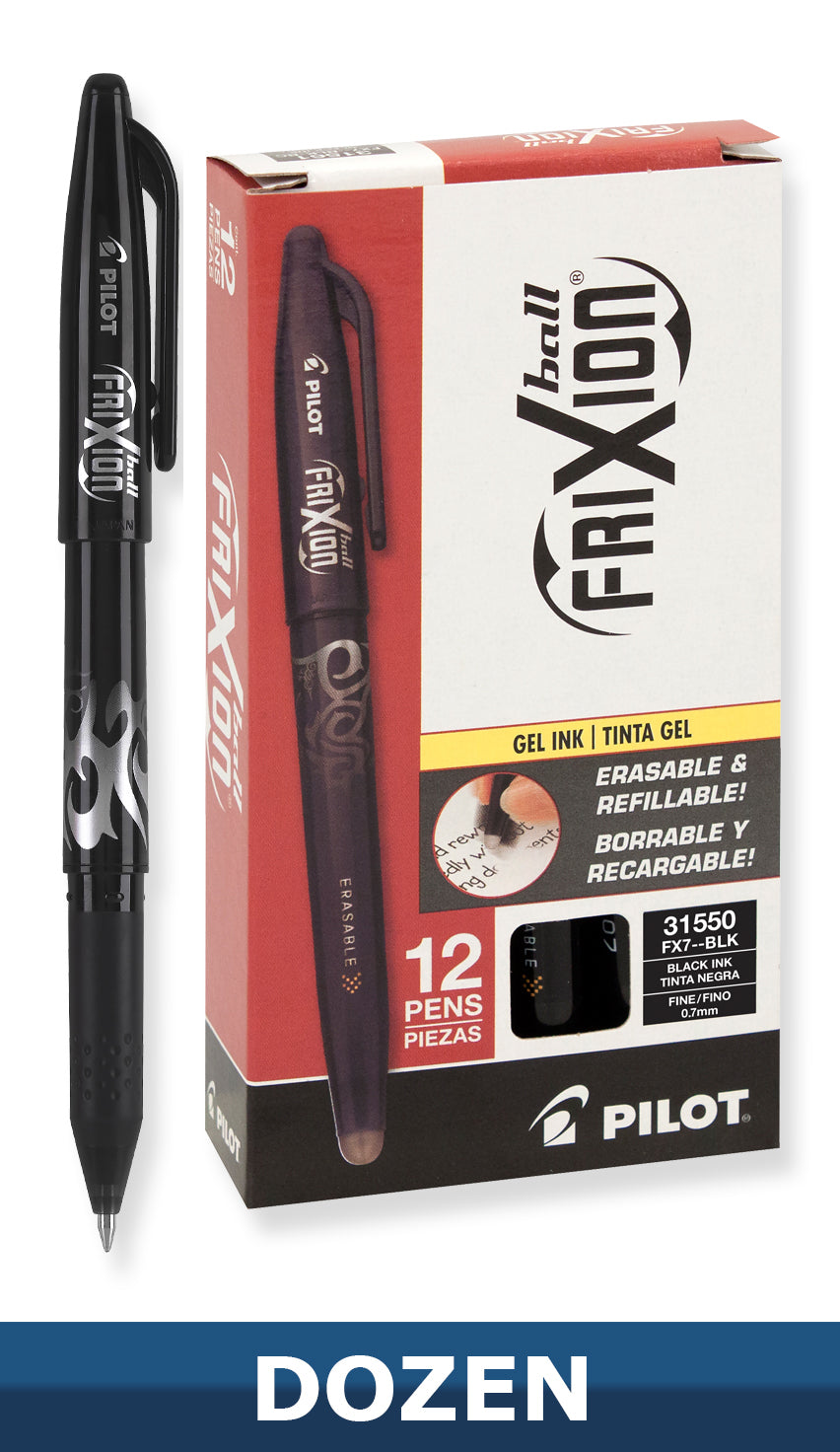 kortademigheid Aas Toezicht houden Pilot FriXion Ball Erasable Gel Pens, 0.7mm, Fine Point, Box of 12 Pen –  Value Products Global
