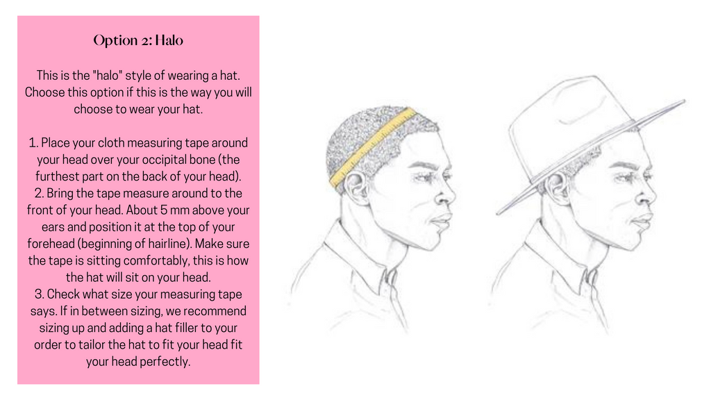 Image explaining how to measure your head to wear your hat the Halo way.