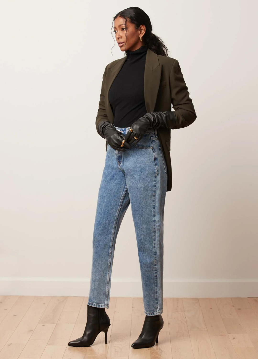 Belted black Lily wide-leg jean, Yoga Jeans, High Rise