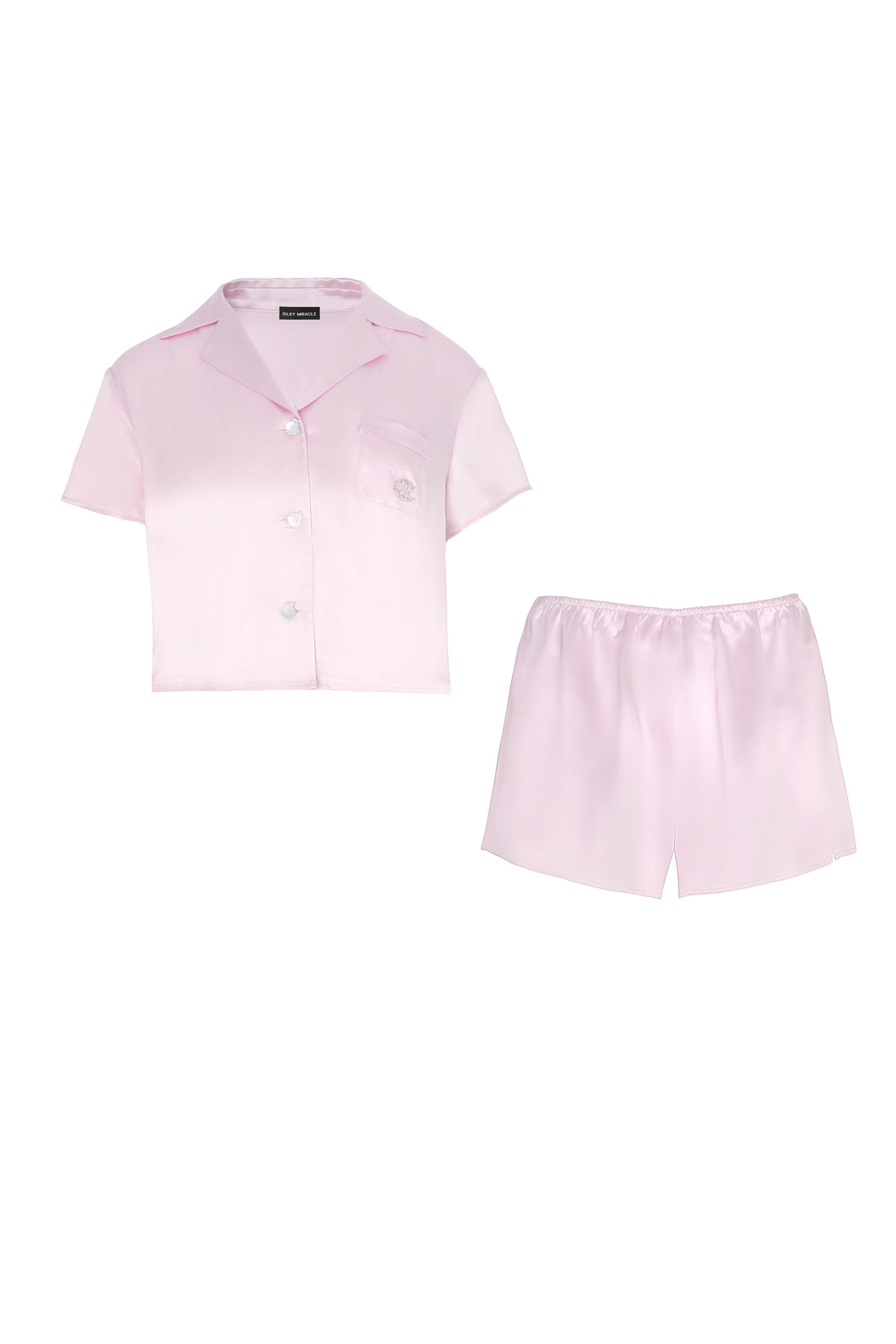 Pastel Pink Silk Pyjama Set – Silky Miracle