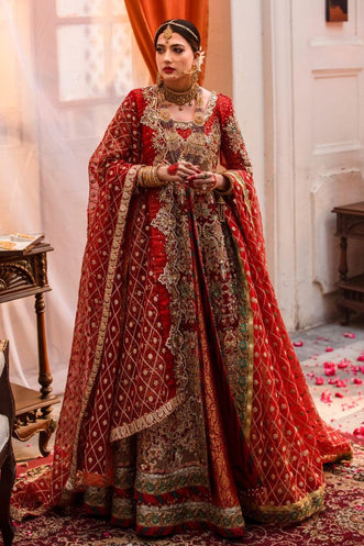 Deep Red Pakistani Bridal Wedding Dress Lengha by Haris Shakeel | eBay