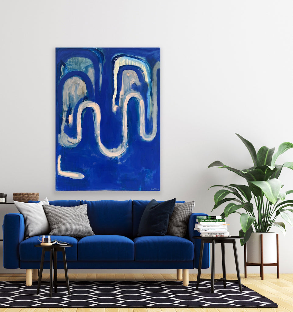 Blaues Kunstwerk online kaufen direkt von Kuenstlerin Carina Schubert aus Wien
